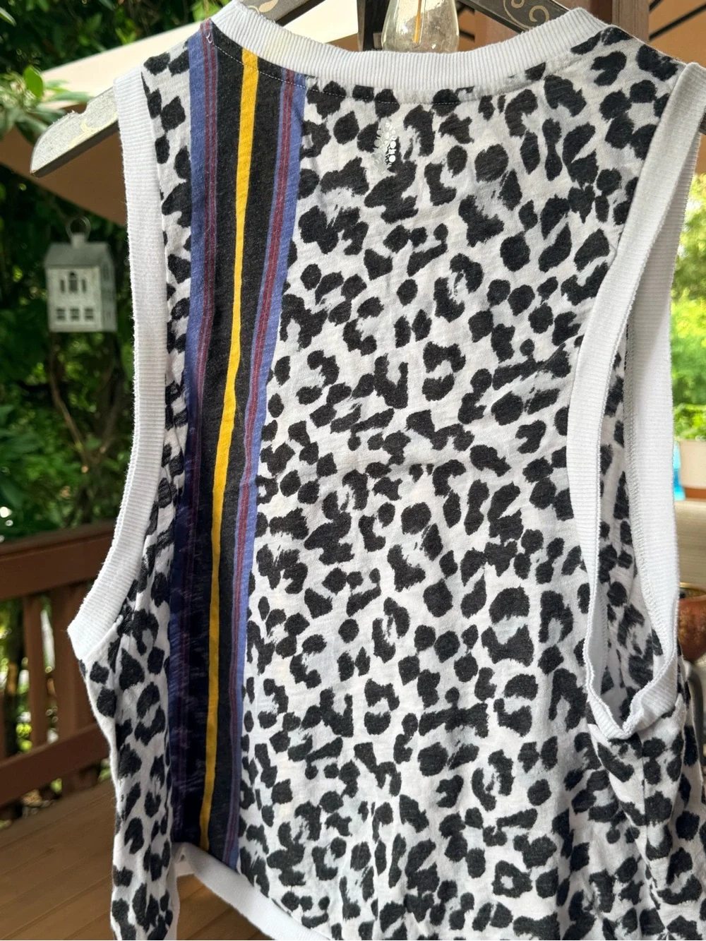 Free People Beige Leopard Tank with purple and yellow  Stripe